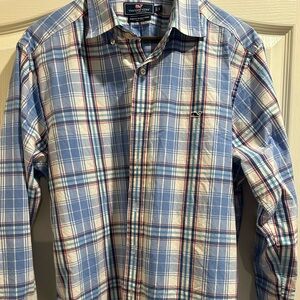 Vineyard Vines Classic Blue and Red Plaid Shirt